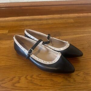 Micheal Shannon Pearl Point Toe Buckle Flats